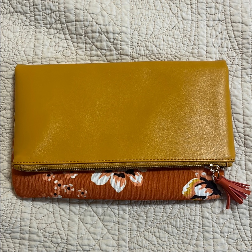 Rachel Pally Mustard and Orange Floral Clutch
